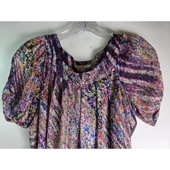 Roz & Ali Women's Small Cold Shoulder Blouse Flutter Sleeve Lined - Picture 4 of 9